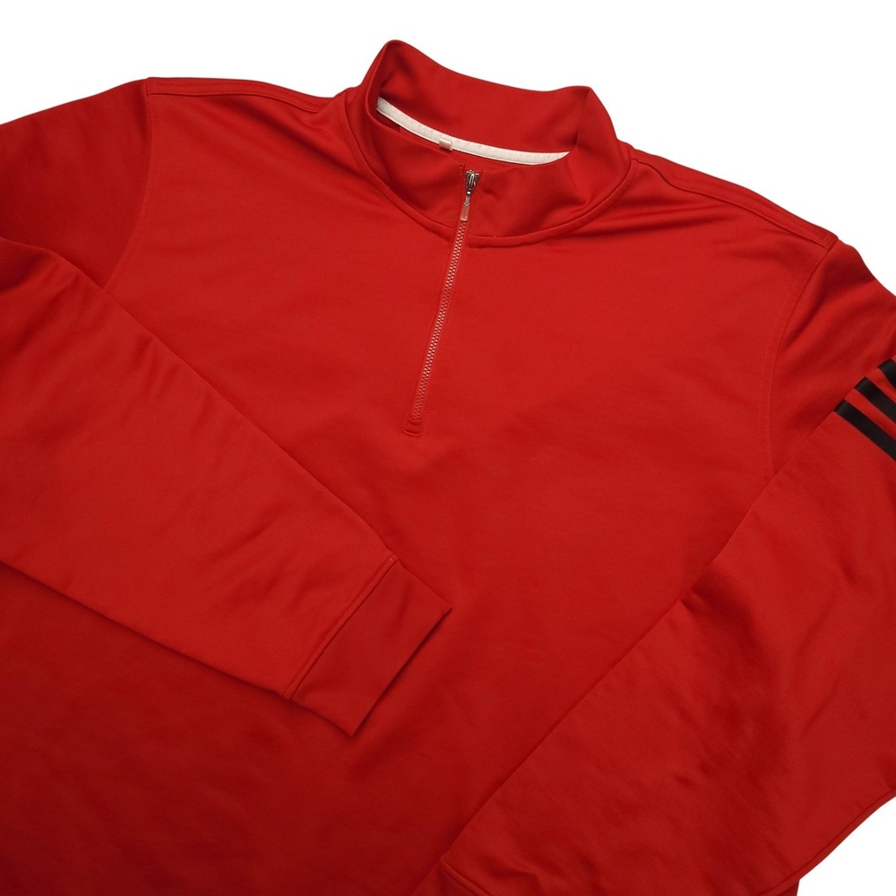 Adidas Climalite Pullover Mens Medium Red 1/4 Zip Long Sleeve Golf Top Athletic